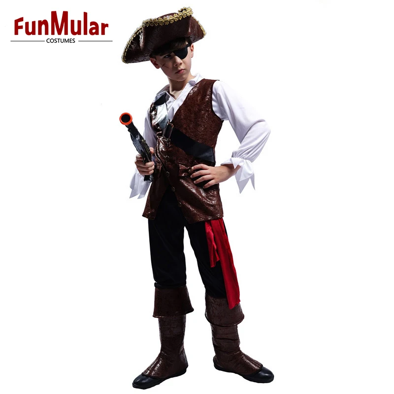 Funmular Pirate Costume for Boys Halloween Cosplay Role Play Dress Up Party Costume OEM/ODM