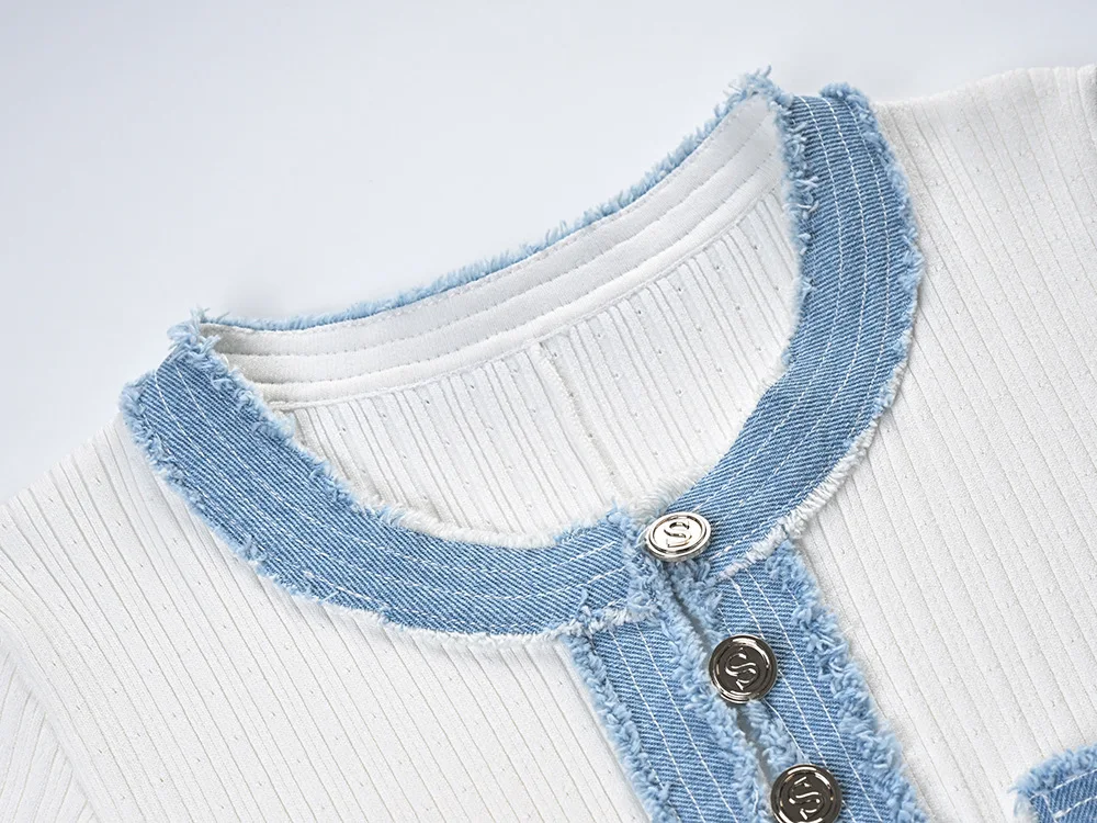 Bettergirl 2024 Custom New Sandro Women French Fashion Summer Denim Robe Sandro Clothes Elegant Knitted Dress Slim Long Skirt