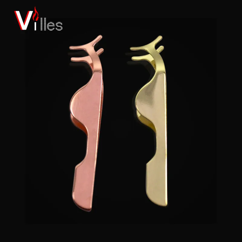 wholesale High Quality Rose Gold Stainless Steel Eyelash Tweezers False Eyelash Applicator Make Up Tools Eyebrow Tweezer