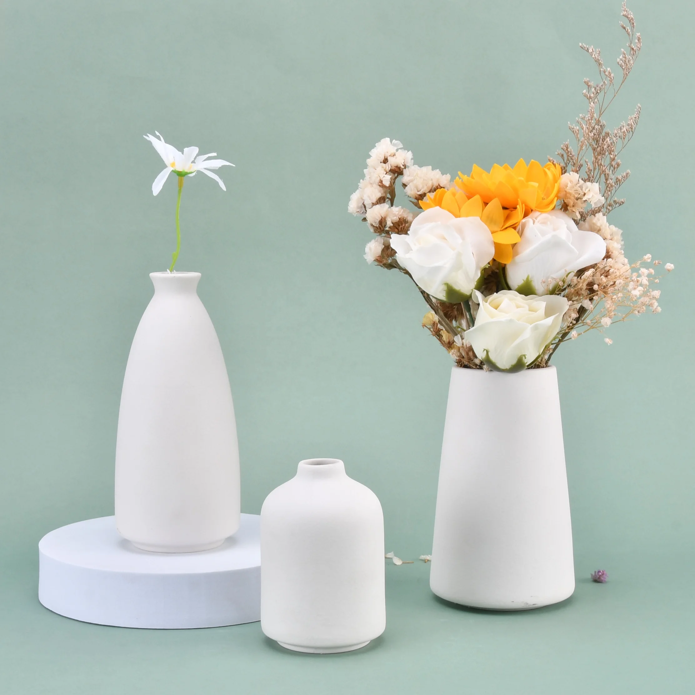 Set of 3 Ceramic Vases Flower Arrangement Decoration Bottles Cheap Hot Sale Amazon Style Home Decor Retro Eco Aromatherapy Vases