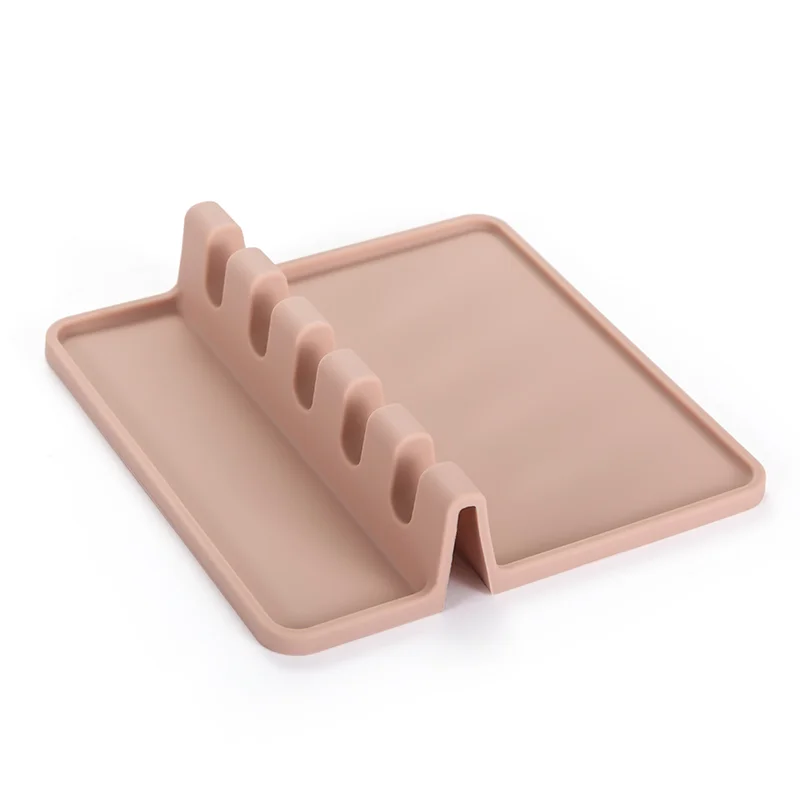 
wholesale high quality new bpa free multiple color non stick silicone spoon utensils rest holder mat 