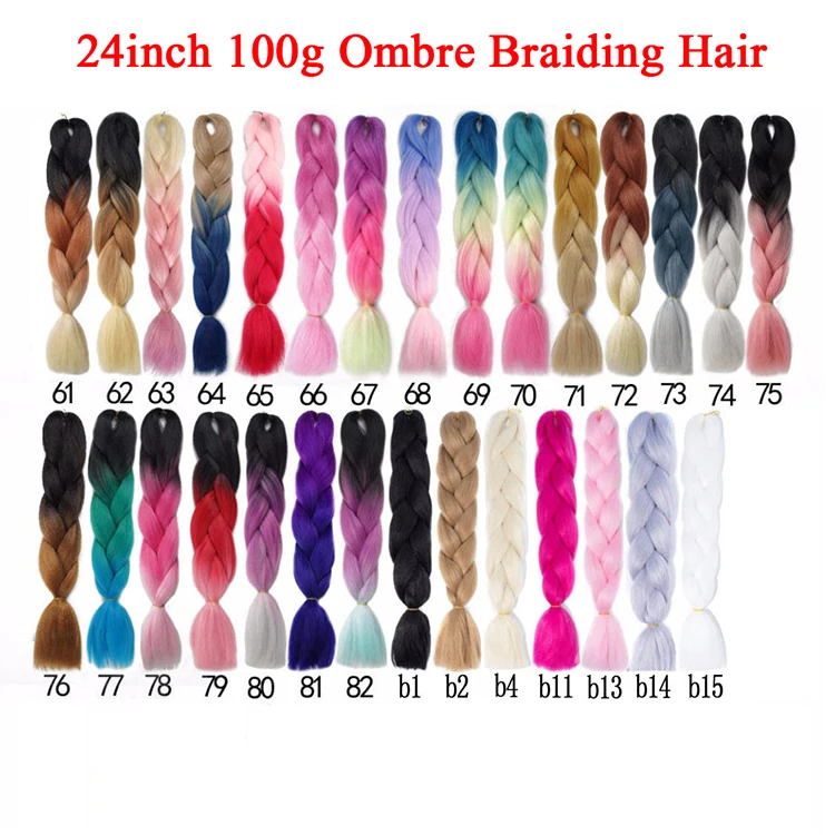 Wholesale packaging Synthetic Jumbo Braid 100 Color 24 inch Jumbo Braiding Hair