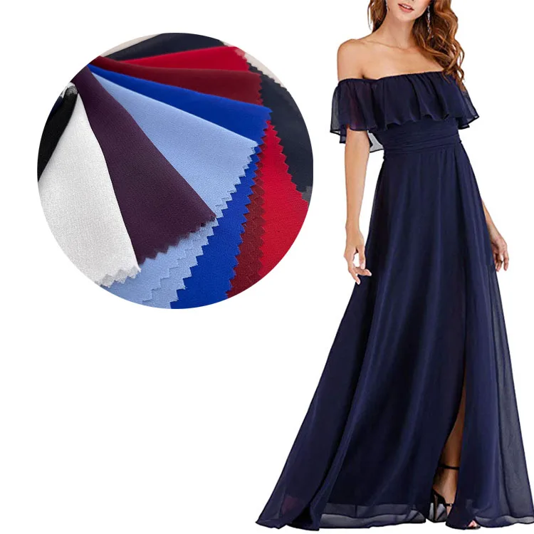 Ready to ship best price 100% polyester cationic chiffon crepe plaid fabric for blouse and dress