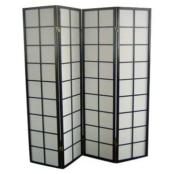 solid wooden and fabric folding shoji screen