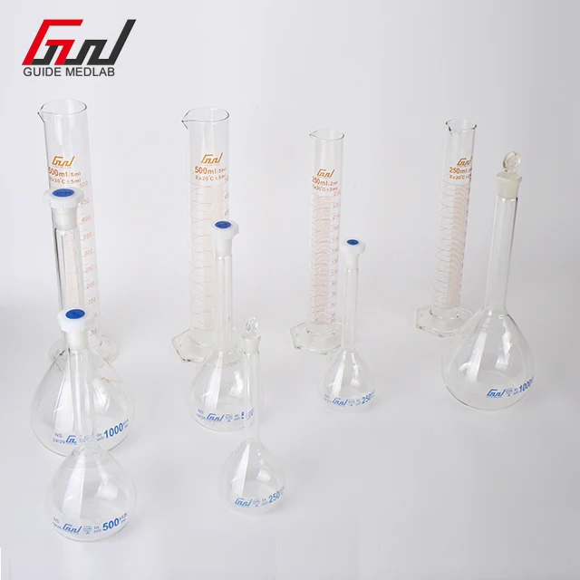 50 мл лабораторное использование прозрачного цвета с высоким содержанием боросиликатного стекла фляжка химическое использование стеклянные фляги объемные