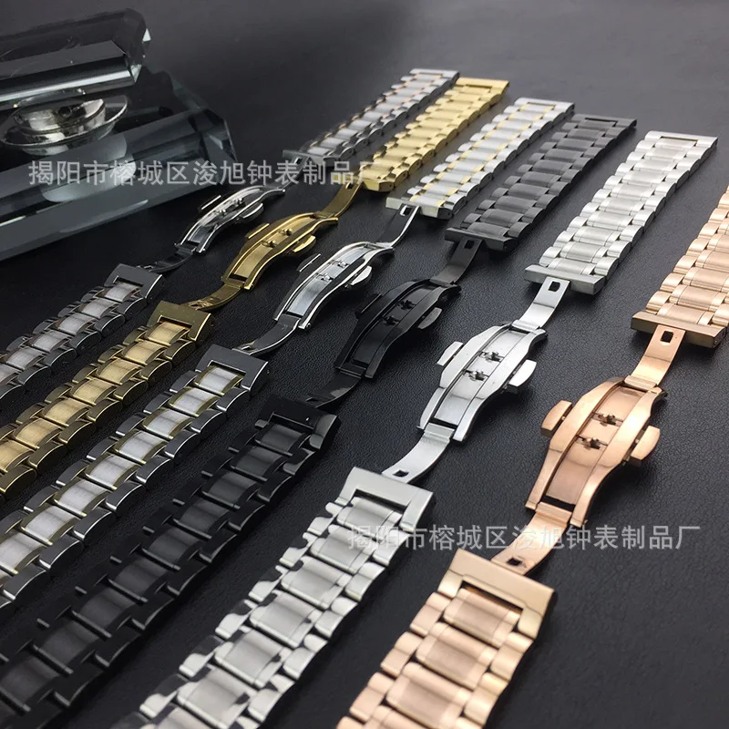 steel butterfly buckle metal stainless steel smart watch bands 10mm 12mm 14mm 18mm