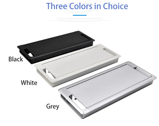 Workstation Dual Outlet office desk mount flip up rectangular aluminum table hole cable cover, desk cable hole grommet