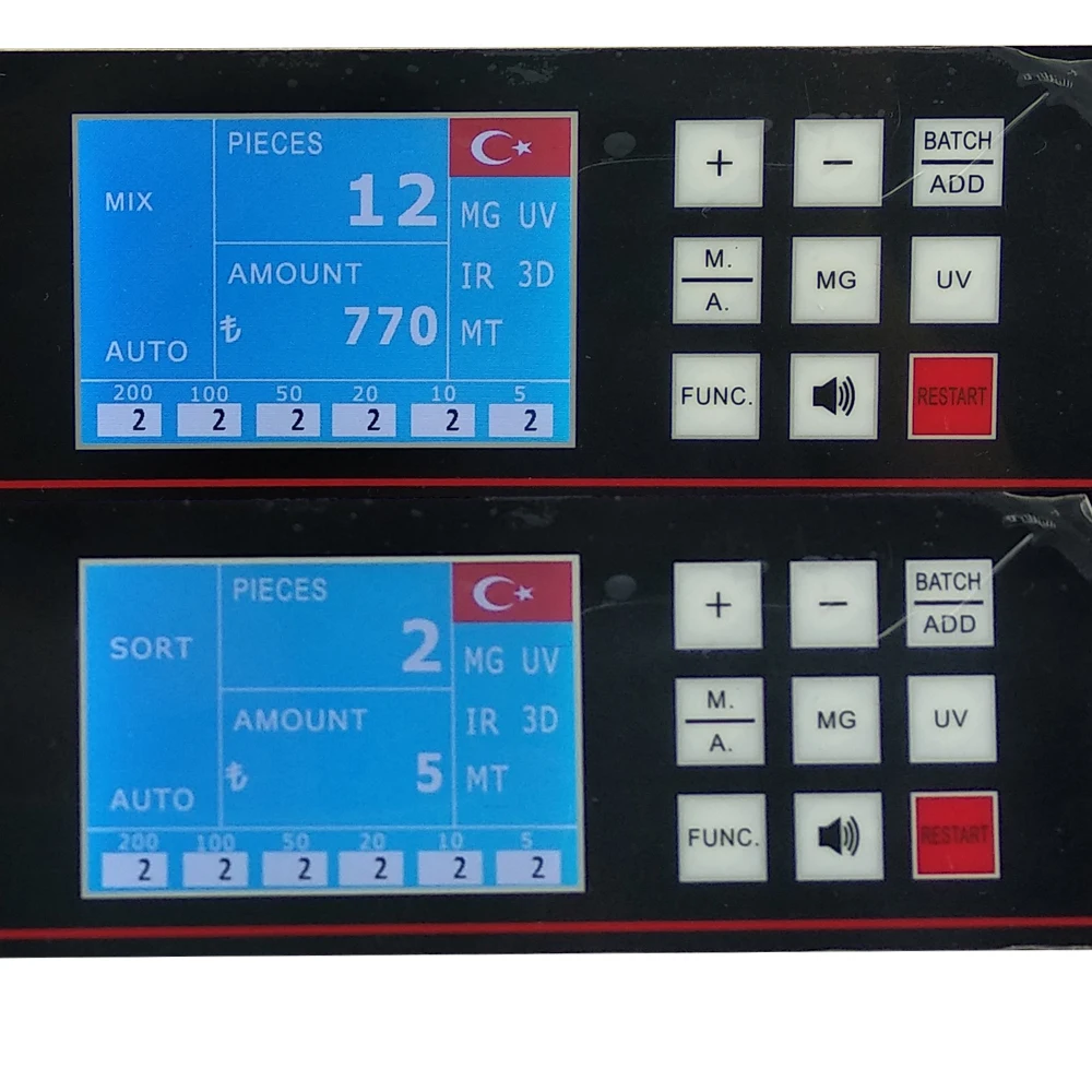 Turkish Liras  Money Value Counter  TRY bill counter Counting and Detecting Machine with UV/MG/IR/3D/MT function