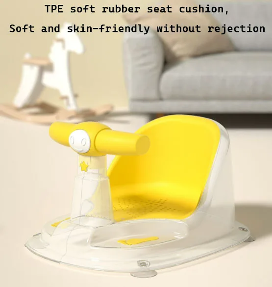 Infant Baby Bathtub Seat 6 to 12 Months Baby Shower Seat Baby Bath Chair with Non-Slip Mat Toys Backrest Suction Cups bath seat