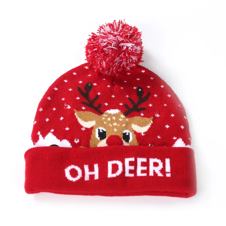 Happy new year  knit beanie skull cap hat sports caps custom hats for winter