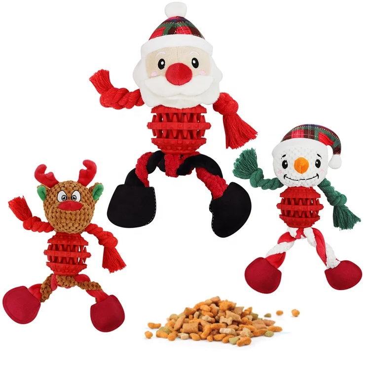NEW Christmas pet Toys Pack for Puppy Plush Chew Toys with Squeakers Teeth Cleaning cheap christmas toys