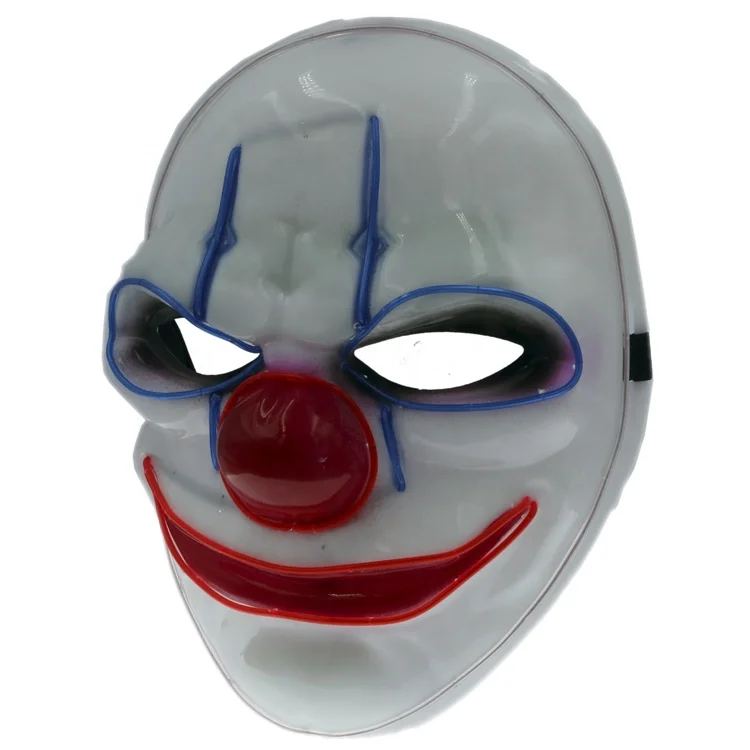 Plastic LED Light up EL Wire Mask Payday 2 Themed Costume Cosplay Mask Face Mask