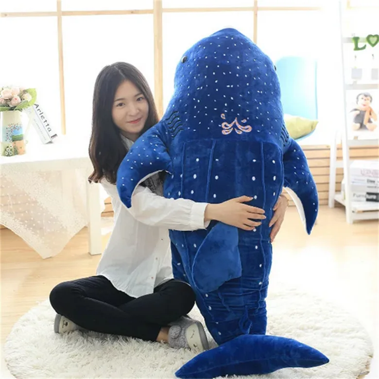 Simulation marine animal toys blue whale shark plush toy rag doll hand warmer pillow