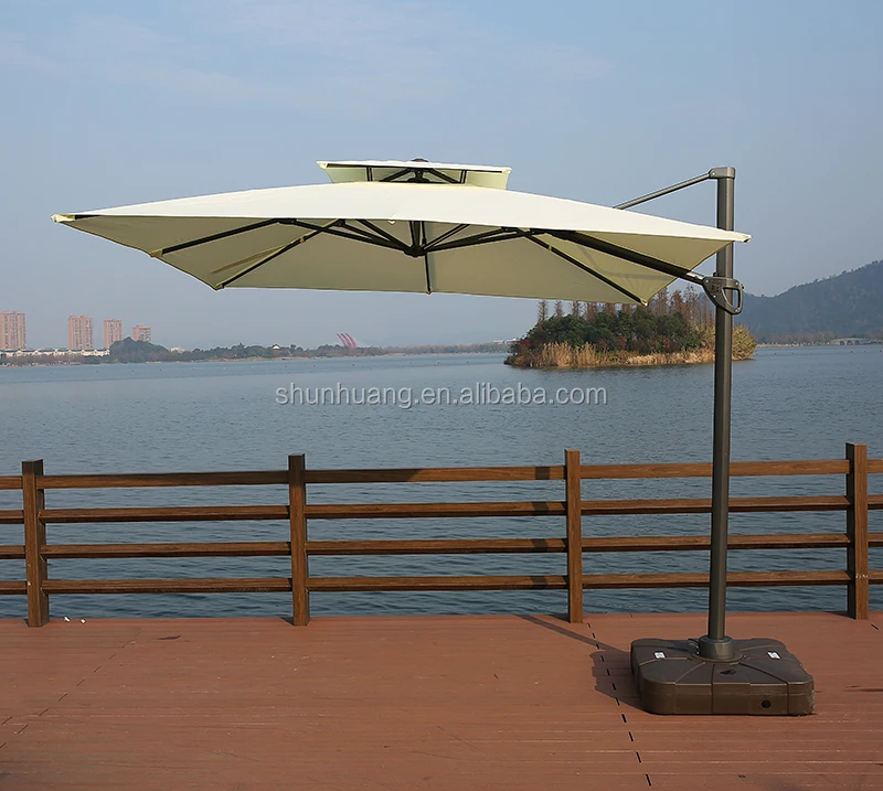 Ветрозащитный открытый пляжный зонт квадратный двойной Римский Зонт с мраморной основой