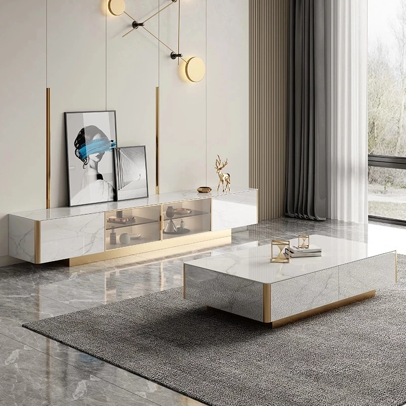 Современный простой светлый роскошный шкаф для телевизора Rock чайный столик комбинированный напольный итальянский семейный гостиной