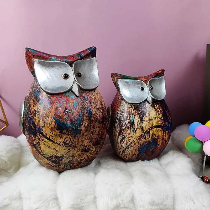 2021 Vivid Resin Owl Figurine Sculpture Polyresin Animal High Quality 3d Party Gifts
