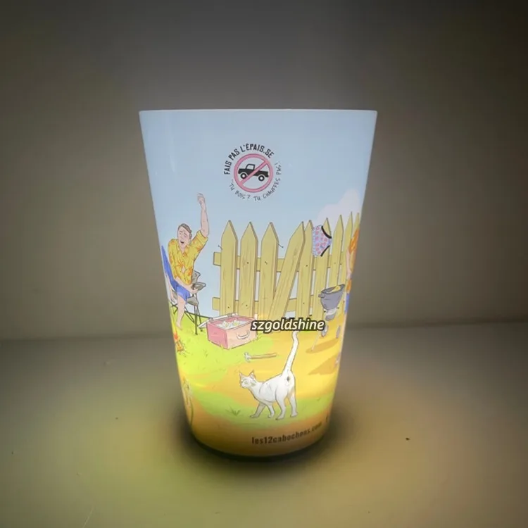 Water-Activated LED Plastic Cup Party Glow Cup with Light Sensing Flashing Features Led Red Bull Cup