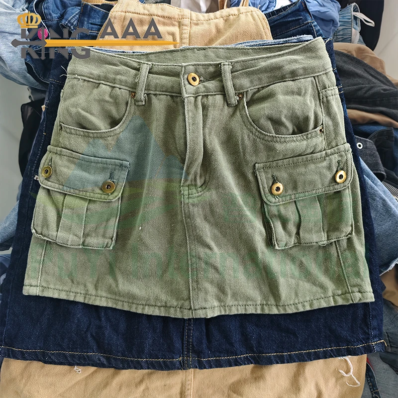 Wholesales Factory Mini Ladies Denim Short Skirts Used Clothes Summer Style Hot Girl Style High Waist Design Second Hand Clothes