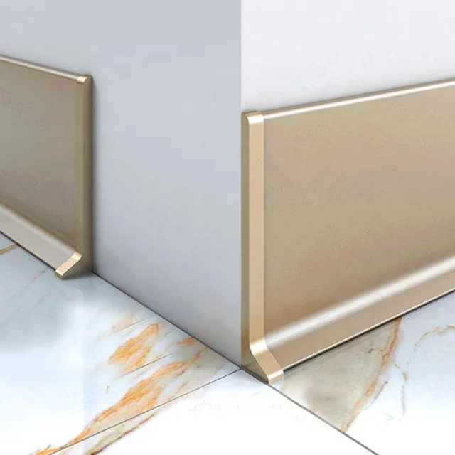 Skirting Board Brushed Aluminium Alloy Baseboard Wall Flooring Aluminum Alloy Free Sample Hot Waterproof 2.5m/pc ISO9001 T/T 30%