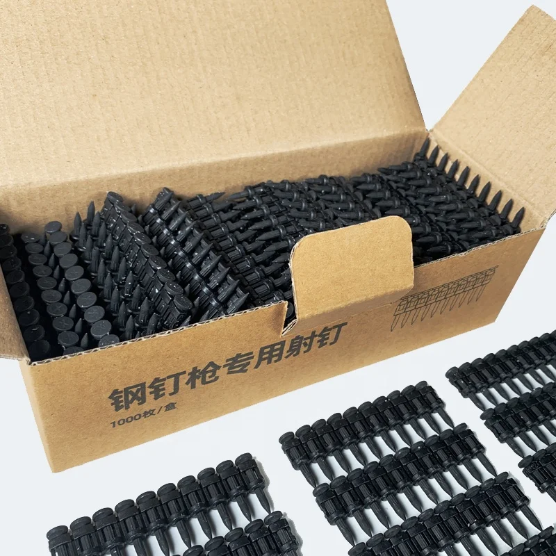 Black Hardened Fluted Shank Plastic Collated Strip Pins Steel Concrete Nails for Freeman LD40 Nail Gun
