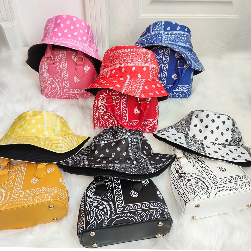  2021Luxury purse and hat set Designer print bucket hats ladies hand bags Shoulder paisley Bag Women purses handbags