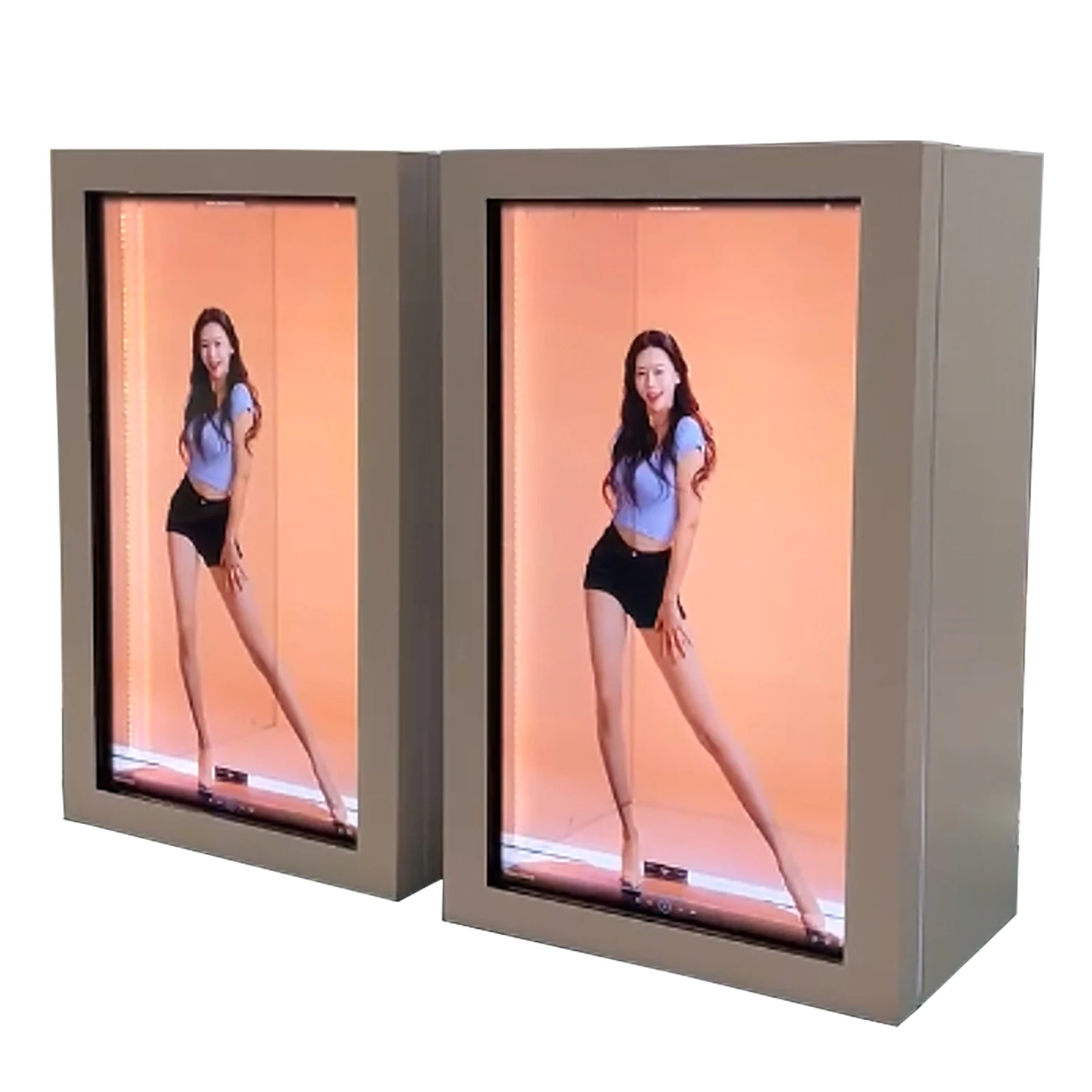 32 inch indoor  touch screen advertising showcase 3d hologram box  transparent lcd panel display