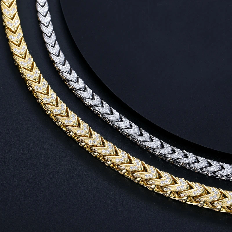 High Quality Hip Hop Jewelry 6mm 8mm 14K Gold Plated 925 Sterling Silver VVS Moissanite Diamond Iced Out Franco Chain Necklace