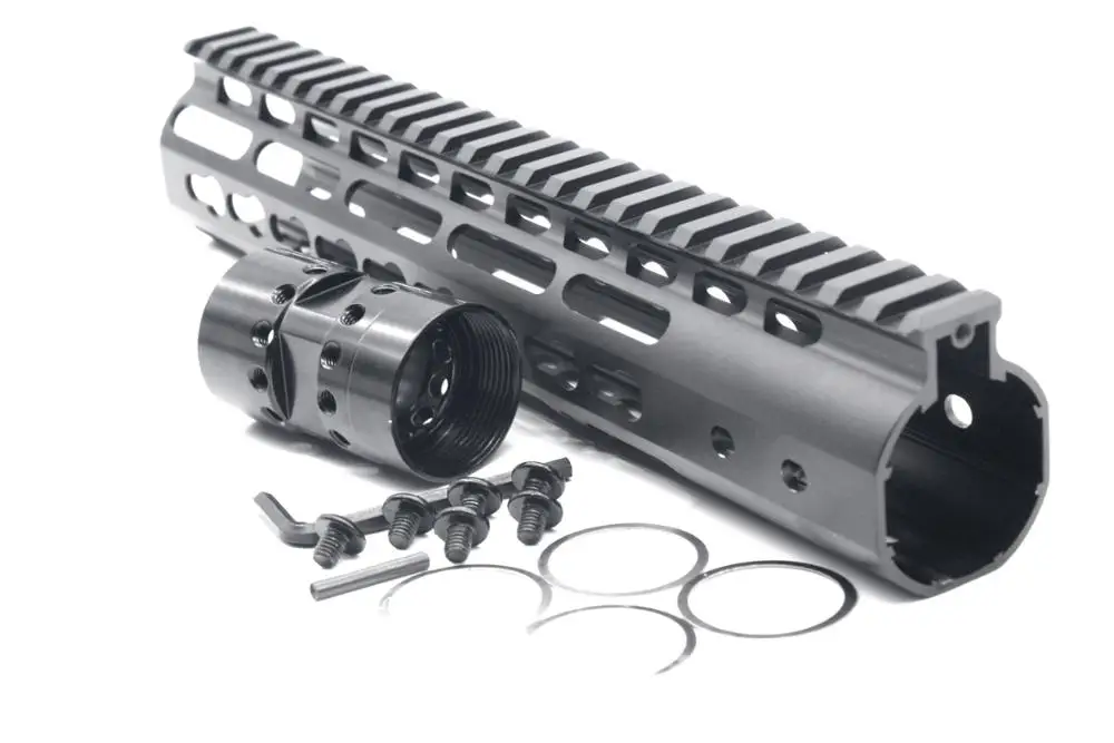 10' NSR forend Black Free Float AR15 KeyMod Handguard Rail Mount System with Steel Barrel Nut fits .223 / 5.56 rifles