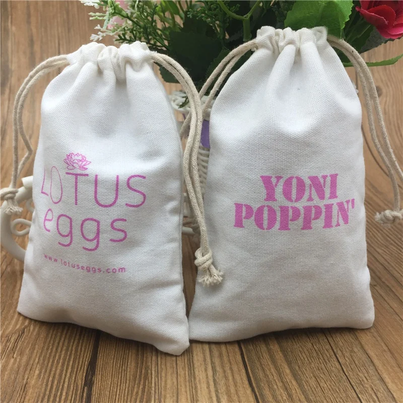 Custom 8oz Cotton Canvas Drawstring Dust Gift Bag Packaging Pouch For Menstrual Cup