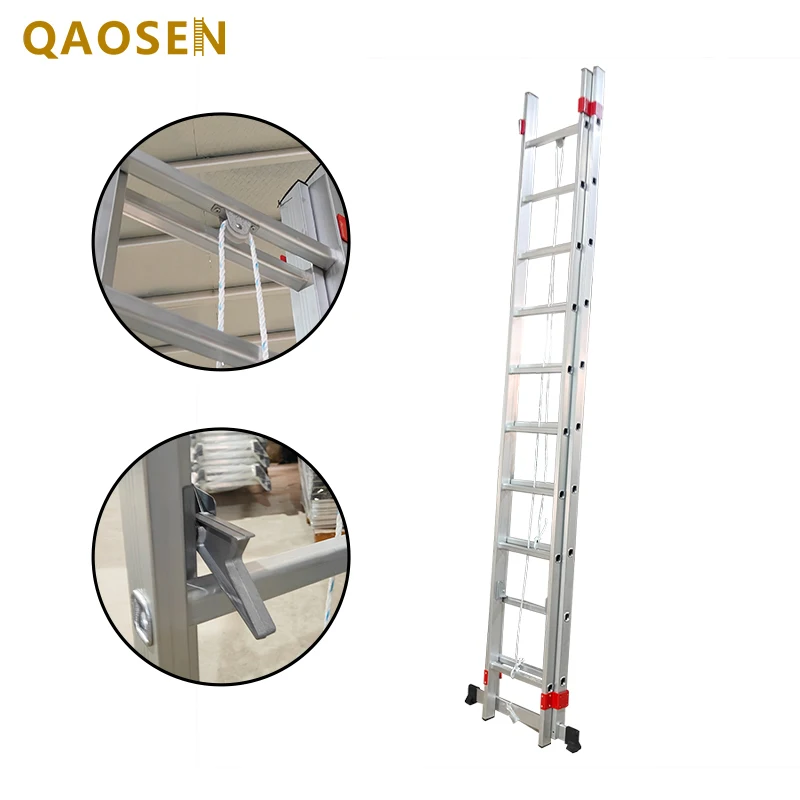 Section Ladder With Pulley and Rope Industrial Ladders