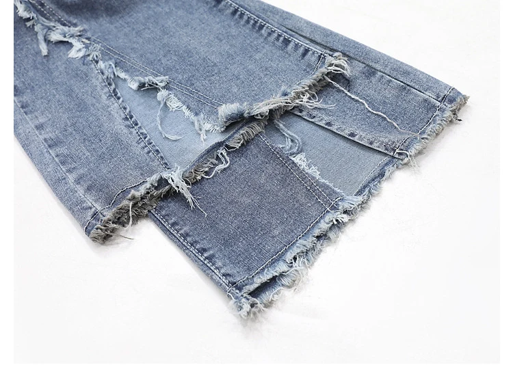 High Quality Wide Flared Ripped Casual Custom Fashion OEM Hip Hop Jeans Men