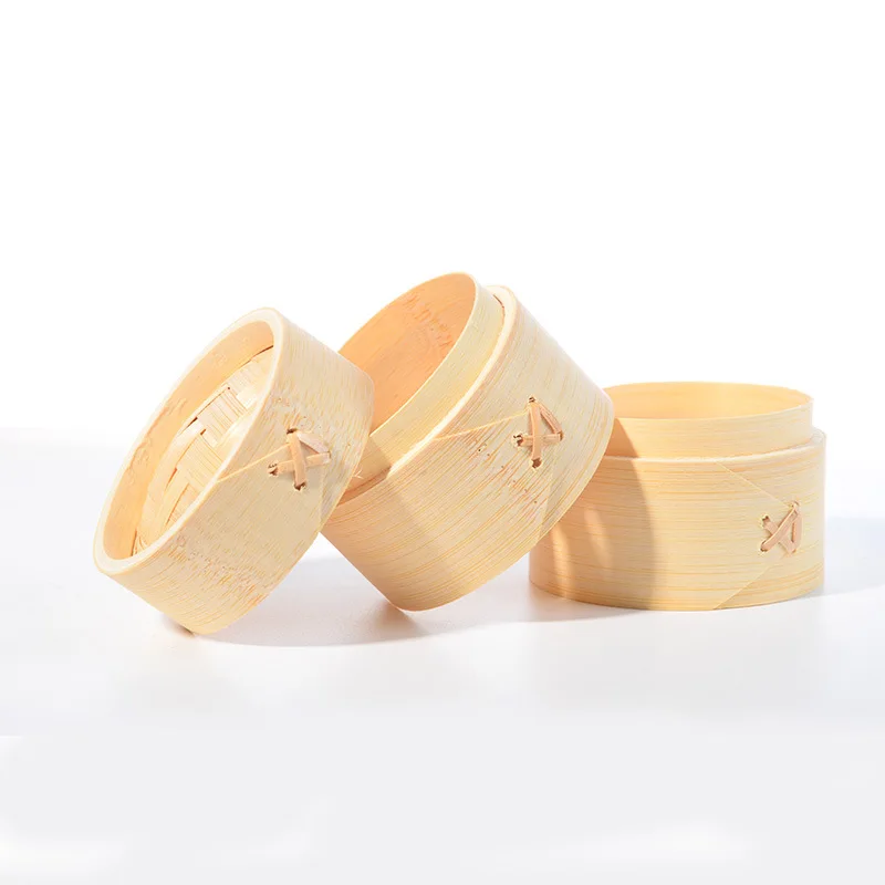 Cookware Natural Bamboo Food Steamer Set with Lid Bamboo Dim Sum Steamer Basket