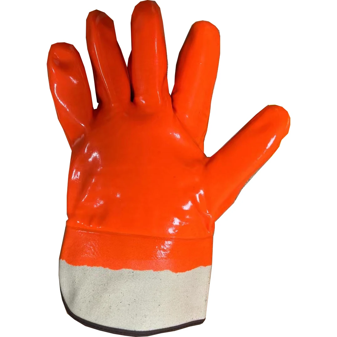 SLG-GSP004 China hot selling high quality PVC coated safe safety work working chemical lab gloves