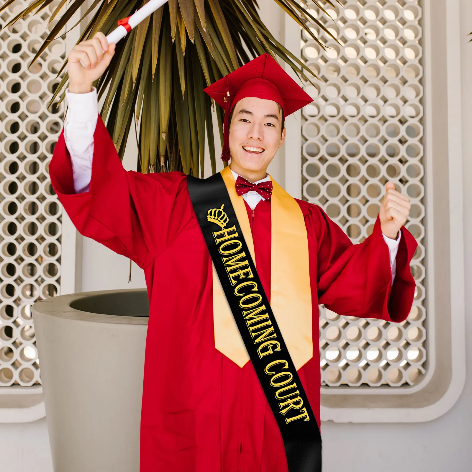 4 Packs Black Satin Homecoming Court Sashes Gold Print Bulk Pageants Homecoming Party Graduation Celebration School