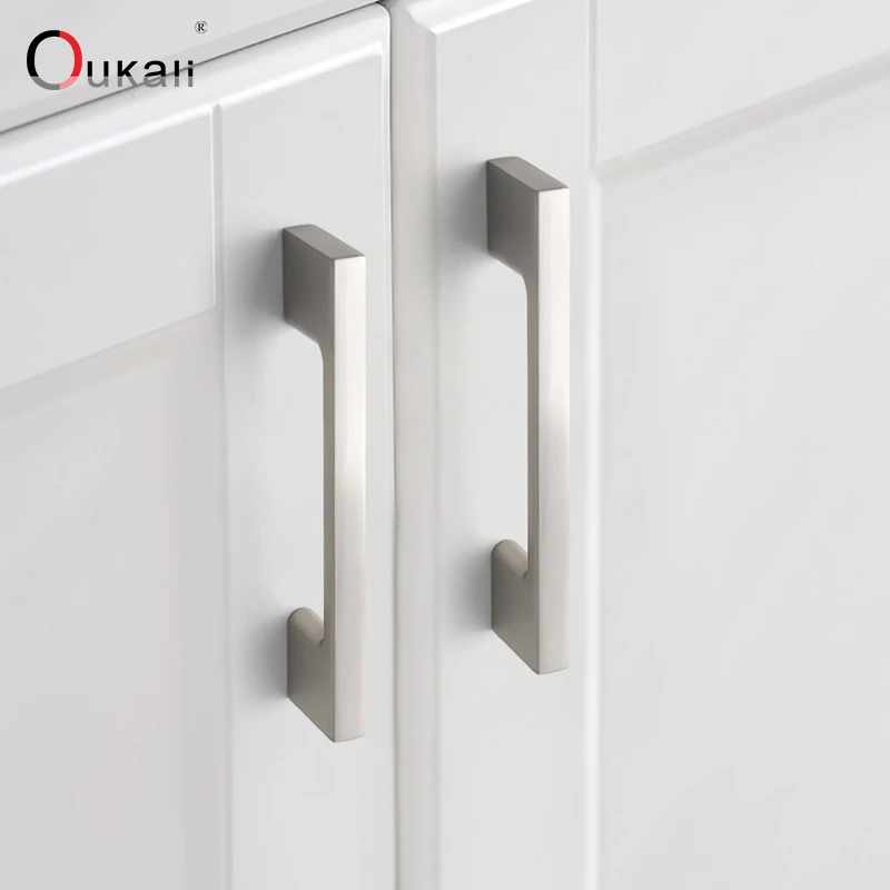 Oukali Modern simple dumb black gold zinc alloy cabinet wardrobe drawer cabinet door luxury handles