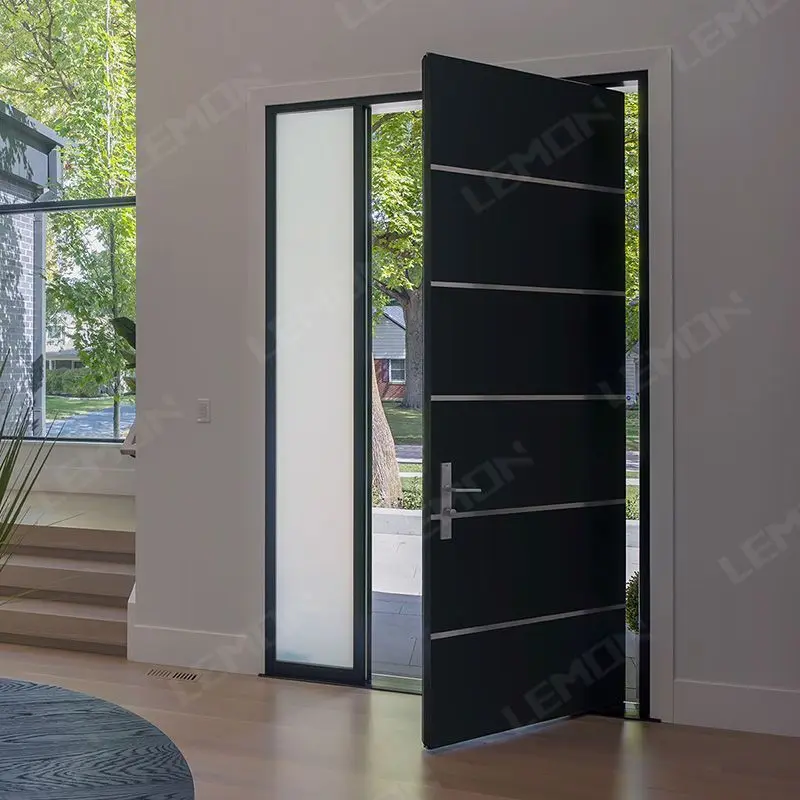 LEMON Brand-New Design Exterior Security Metal Pivot Door For Houses Pivot Doors Modern Entry Aluminum Design