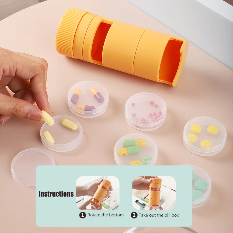 TOPFENG Medicine Pill Box Portable Plastic Pill box Storage Medicine cutting grinding medicine box With Cutter