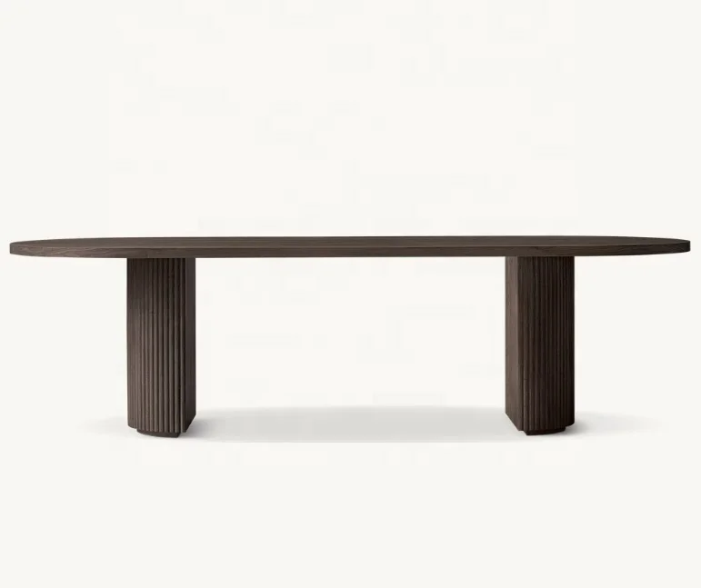 High quality factory direct sales oval tabke French minimalist Solid oak base rectangular dining table