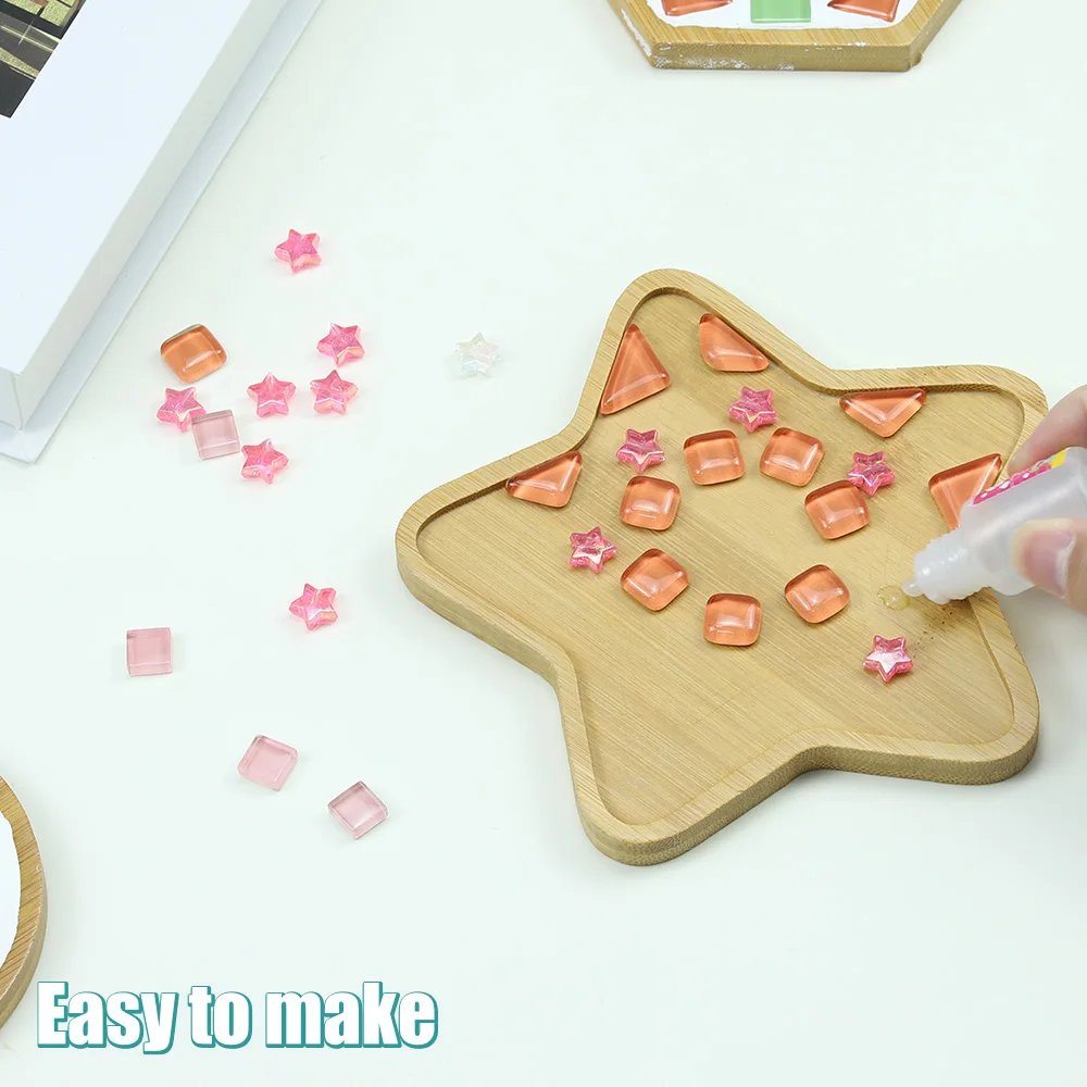 2 Sets Glass Mosaic Tiles for Crafts Handmade Mosaic Coasters Kit DIY Craft Dec.