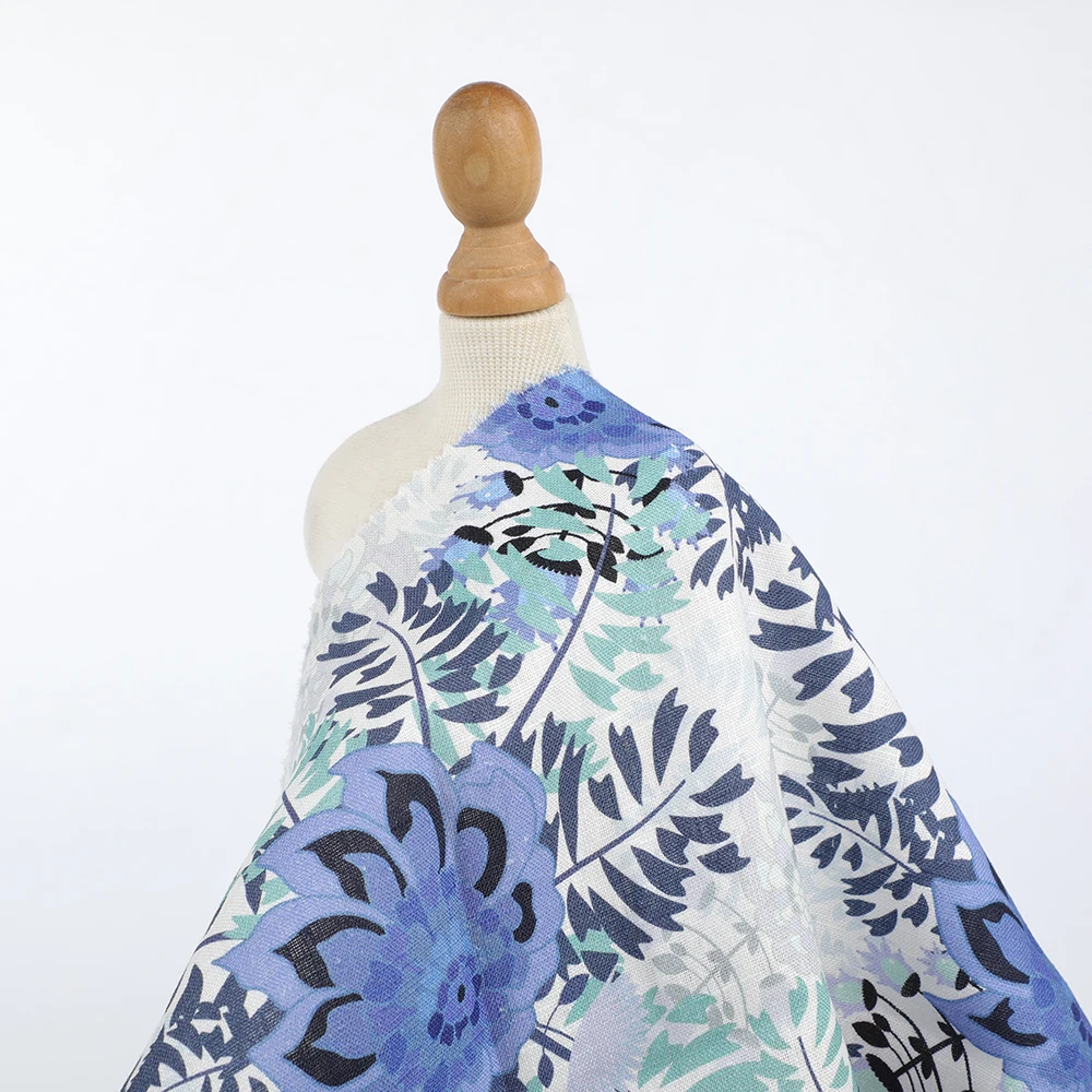 High quality custom digital printing  25%silk 75% linen chiffon fabric for clothing