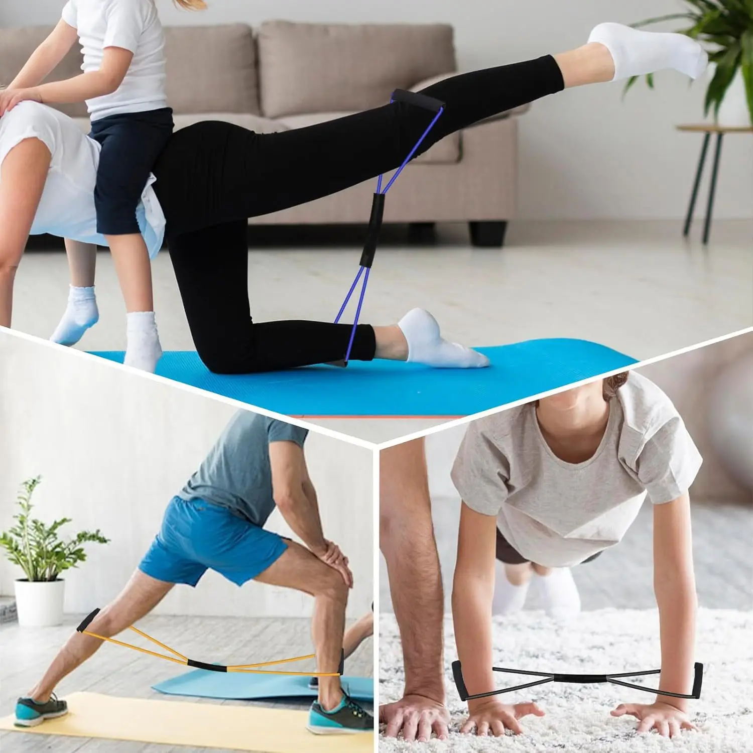 Home Gym TPE 8 Shape latex free rubber boxing resistance bands fitness arm spring exerciser chest expander