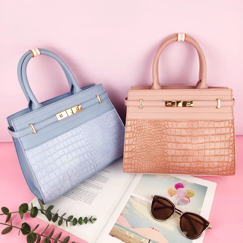 Fashion crocodile pattern pu leather bags women handbags ladies shoulder tote hand bag custom handbag