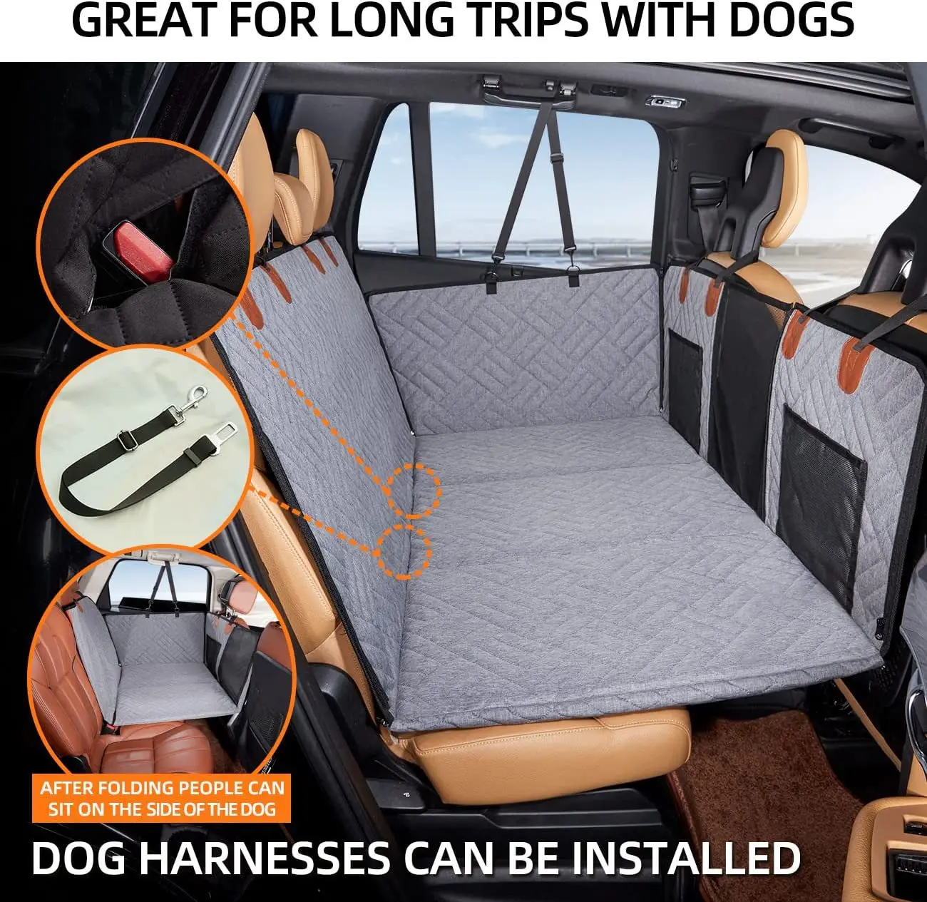 Waterproof Foldable Washable Dog Car Seat Cover with hard bottom Dog Hommock Back Seat Extender For Dogs Car Seat Covers