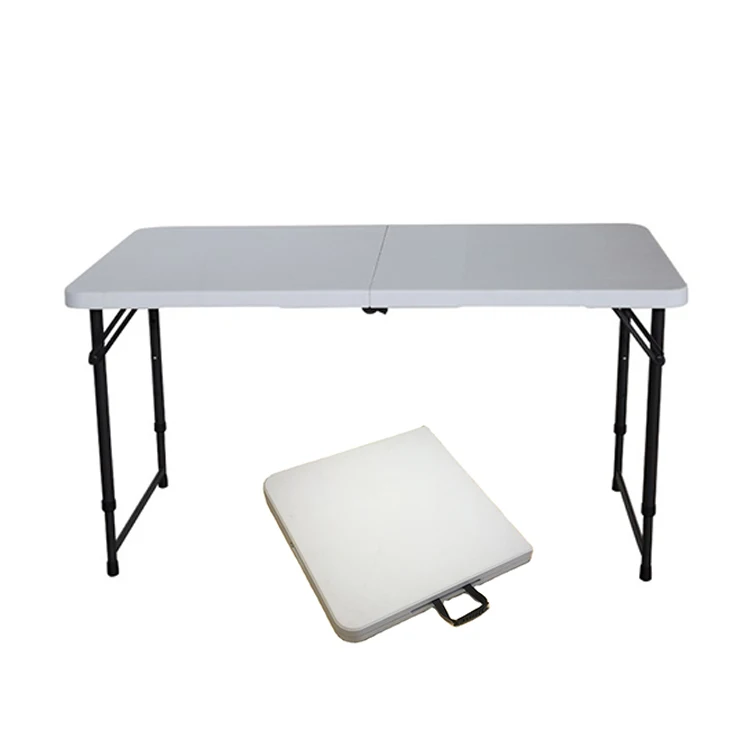 KTK White Small 4ft Plastic Foldable Camping Plastic Outdoor Picnic Dining Table