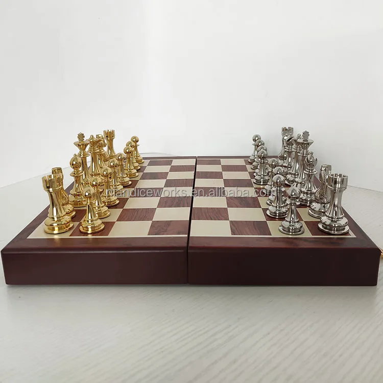 wholesale  wooden chess design with metal player  luxury chess game chess pieces