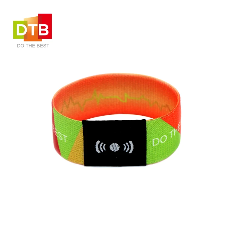 Mifare Ultralight C Nfc Elastic Custom Fabric Wristband for Event Polyester Passive Full Color Printing MINI Tag >10 Years DTB