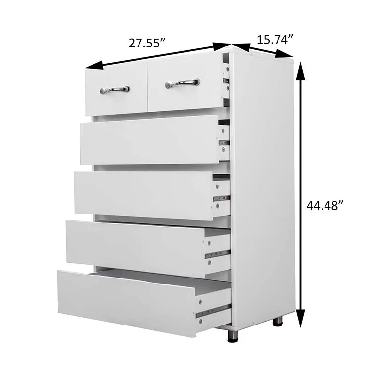 
Rasoo Six Drawers Modern White Classical Cabinet With Waterproof Steel Tube Legs 