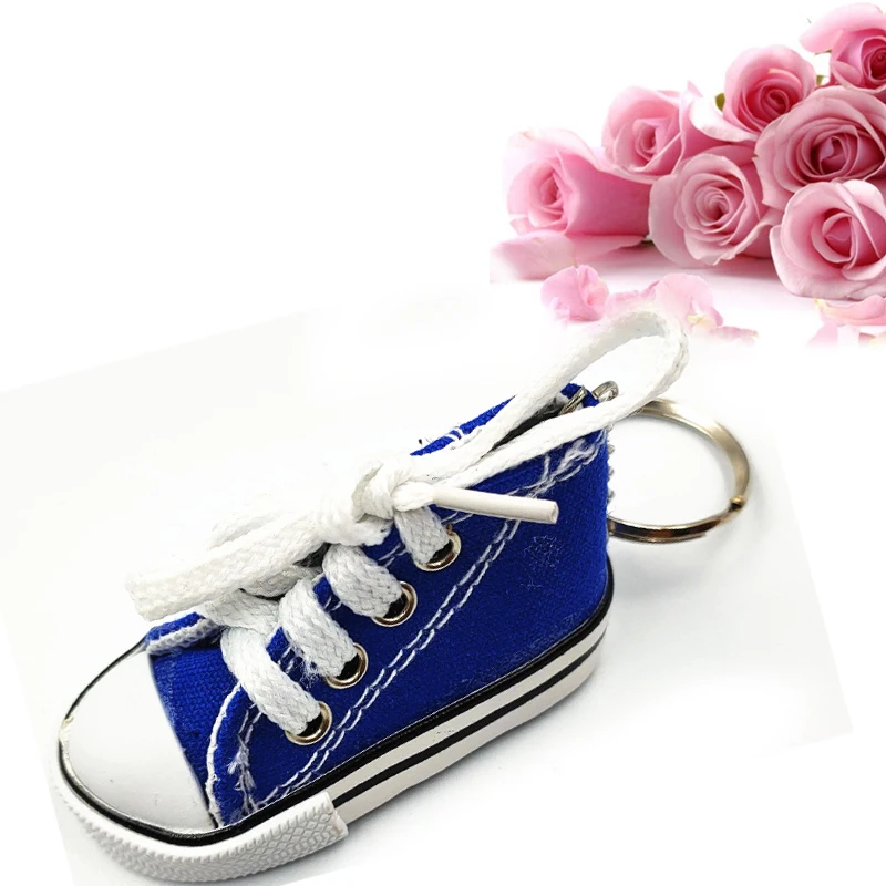 Customizable Mini simulation pvc 3d rubber canvas shoes keychain soccer  sports shoes car personalized keychain creative gifts