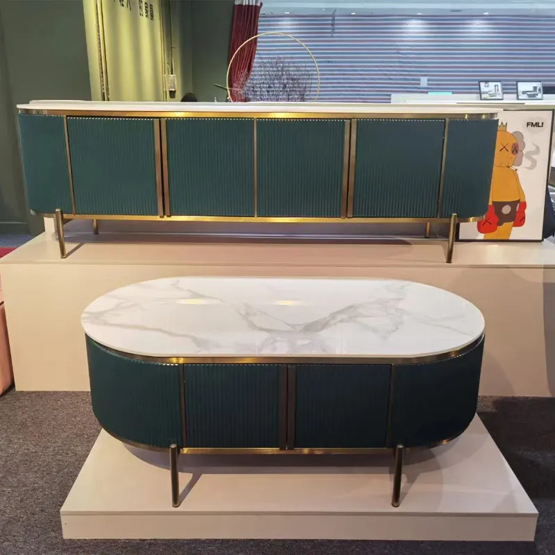 Living Room Furniture Marble top TV Cabinet with Tea Table Hot Sale Set Thailand Design