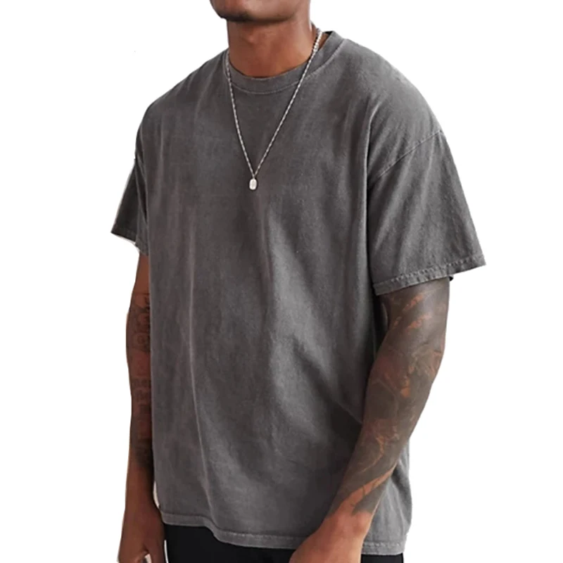 2021 Direct Factory Cool Style Plain Cotton O-Neck T-Shirts Short Sleeve Customized Mens Oversized Tshirt
